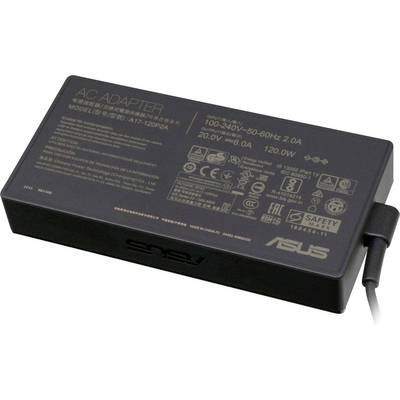 Crni mrežni adapter s natpisom 'AC ADAPTER', tehničkim specifikacijama i nazivom marke. Napon: 19V, snaga: 120W.