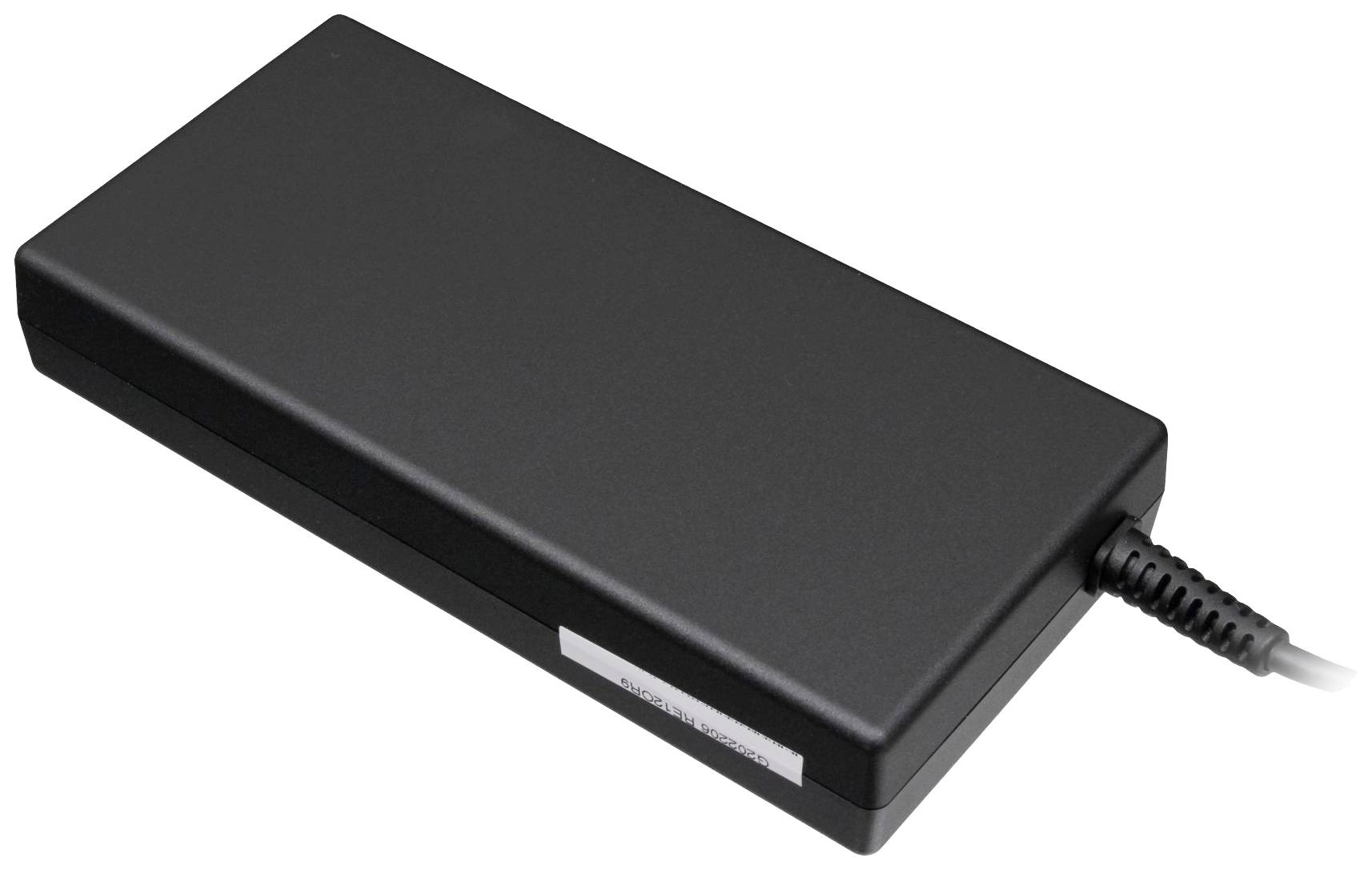 Crni pravokutni mrežni adapter s kabelom koji se koristi za elektroničke uređaje.