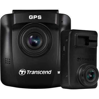 Autokamera s GPS modulom od Transcenda. Kamera ima veliko objektiv i drugi, manji uređaj pored njega.