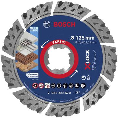 Dijamantna rezna ploča Bosch, pogodna za kamene i betonske materijale, promjera 125 mm s X-LOCK pričvršćivanjem.