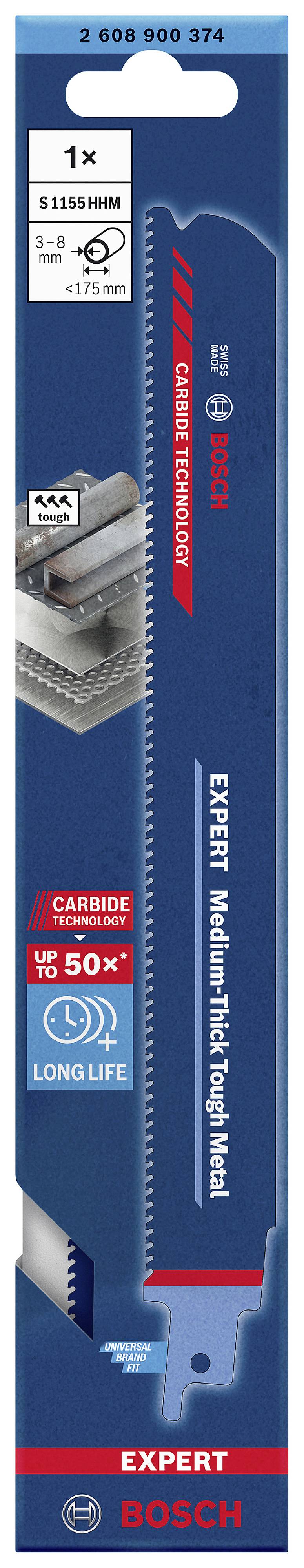 Pakiranje Bosch ubodne pile za metal. Oznaka 'Expert' za debeli metal, pruža do 50% duži vijek trajanja.