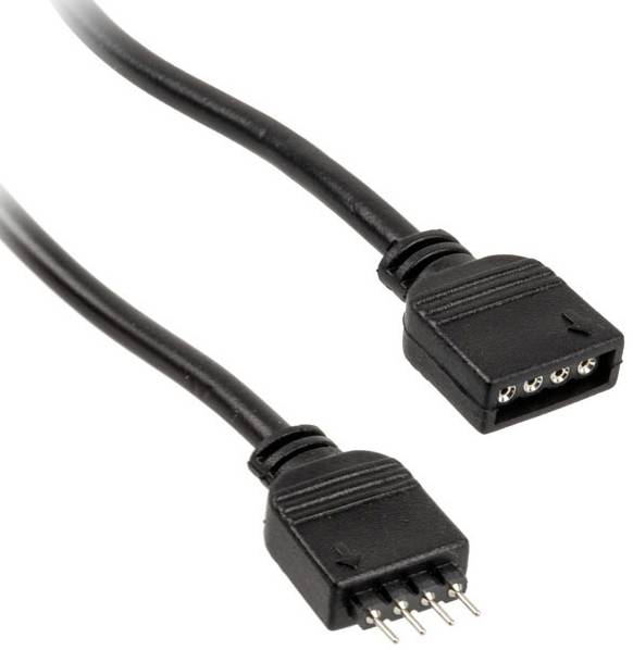 Crni ventilatorski adapter kabel s dva različita priključka, tipično korišten za povezivanje računalnih ventilatora.
