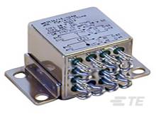Pravokutni, metalni elektronički component s više priključnih žica i tiskane sheme na svojoj površini.