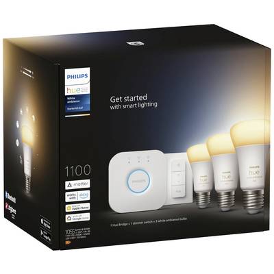 Paket Philips Hue Starter seta s tri pametne žarulje, Hue Bridge-om i prigušivačem. Podržava pametni dom.