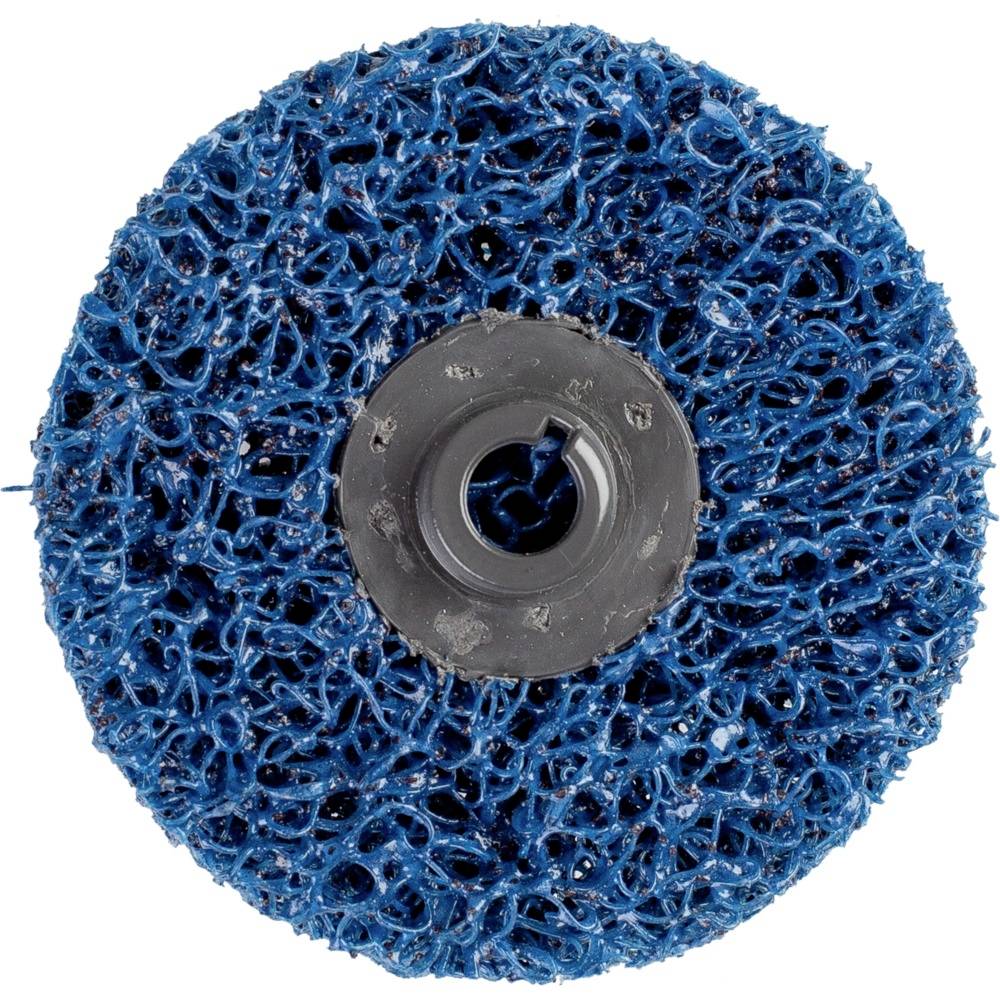 Plavi čistilački brusni disk s kružnom, grubom mrežastom strukturom, pogodan za obradu površine.
