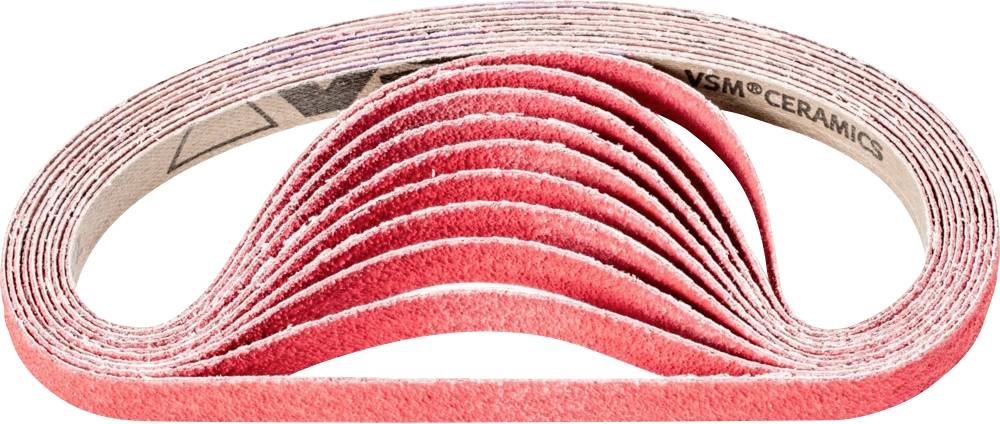 Crvene brusne trake složene u lepezasti slog, prikazane zakrivljeno.