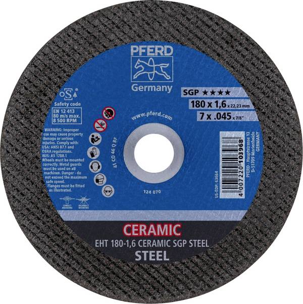 PFERD TOOLS EHT 180-1,6 CERAMIC SGP STEEL 61318016 rezna ploča ravna 180 mm 25 St. čelik