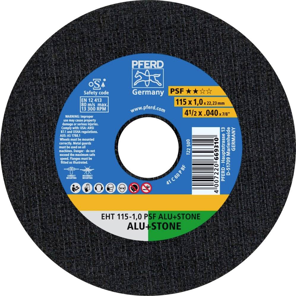 Brusni disk marke 'PFERD', model PSF ALU+Stone. Promjer 115 mm, debljina 1,0 mm. Pogodan za aluminij i kamen.