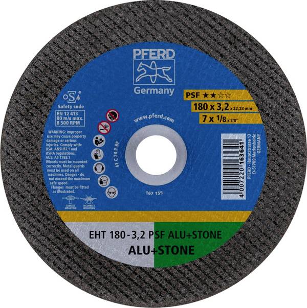 PFERD TOOLS EHT 180-3,2 PSF ALU+STONE 61826222 rezna ploča ravna 180 mm 25 St. aluminij, obojeni metali, titan, legura titana, lijevano željezo, duroplast, kamen, beton, pločice