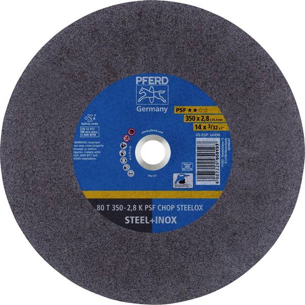 PFERD TOOLS 80 T 350-2,8 K PSF CHOP STEELOX/25,4 66323575 rezna ploča ravna 350 mm 10 St. nehrđajući čelik, toplinski obrađeni čelik, čelik