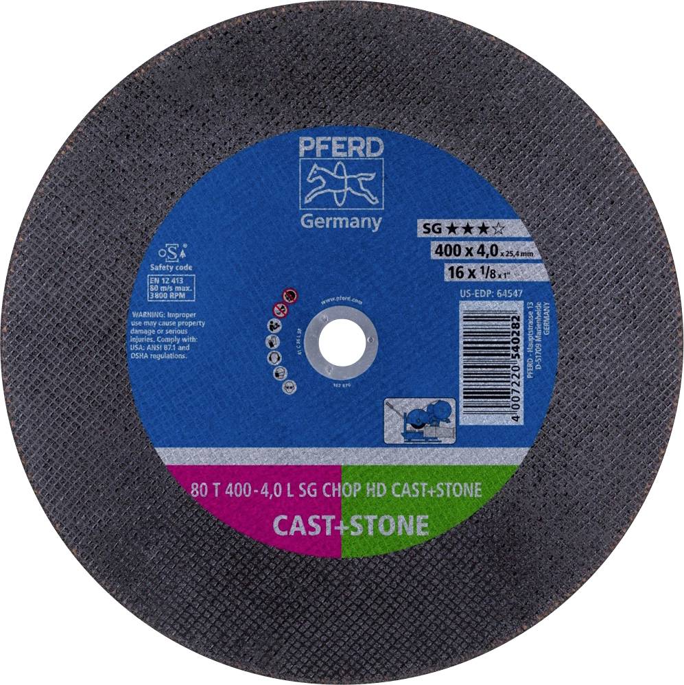 Brusni disk marke 'Pferd Germany', model SG, 400 x 4,0 mm, za rezanje ljevanih, kamenih i metalnih proizvoda.