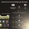 Mobilni uređaj prikazuje pametnu kućnu aplikaciju za upravljanje rasvjetom. Objašnjavajući tekst opisuje različite mogućnosti upravljanja poput Bluetootha i mosta. Simboli pojašnjavaju domet i opseg funkcija.
