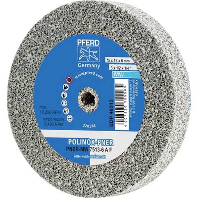 Brusni disk tvrtke Pferd s oznakom 'Polinox-PNER', dimenzija 75x13 mm, maksimalna brzina vrtnje 10.200 o/min, pogodan za 6.400 o/min.