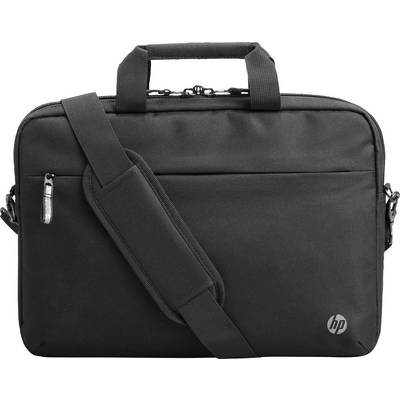 Crna torba za laptop s patentnim zatvaračem, dva ručna držača i skidivim remenom za nošenje preko ramena; HP logo u donjem desnom kutu.