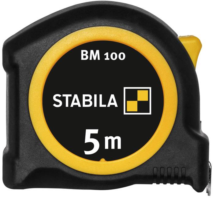 Crni i žuti metar s natpisom 'STABILA BM 100 5 m'.