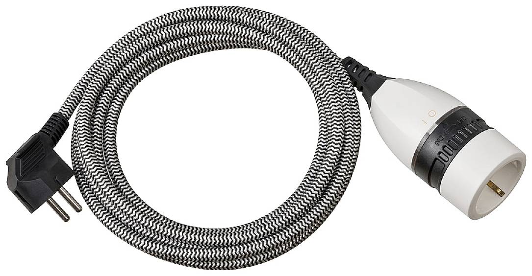Brennenstuhl 1161830020 struja produžetak bijela, crna 5.00 m H05VV 3G 1,5 mm² Tekstilni plašt, s međuprekidačem