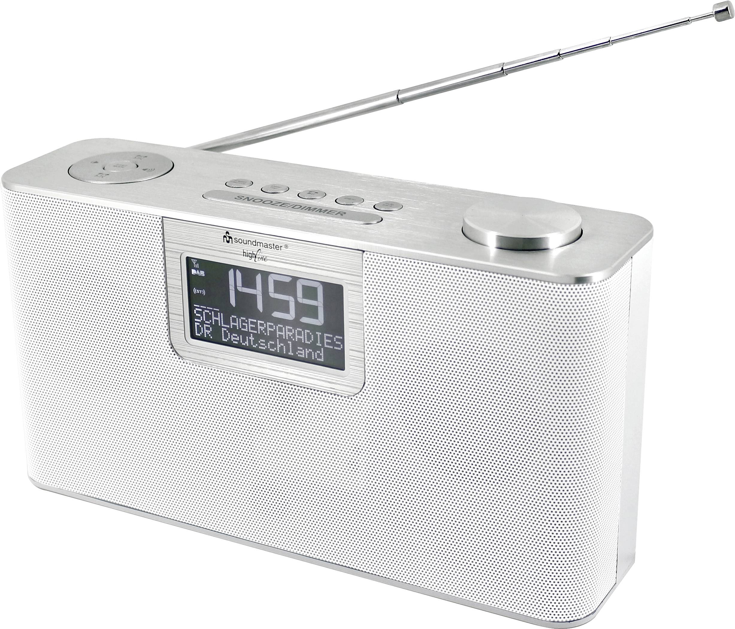 Srebrni radio s teleskopskom antenom na zaslonu prikazuje '14:59 sati RAJ ŠLAGERA, DLF Njemačka'.