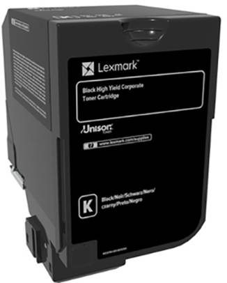 Crna toner kaseta visokog kapaciteta, marke Lexmark, namijenjena laserskim pisačima, na bijeloj pozadini.