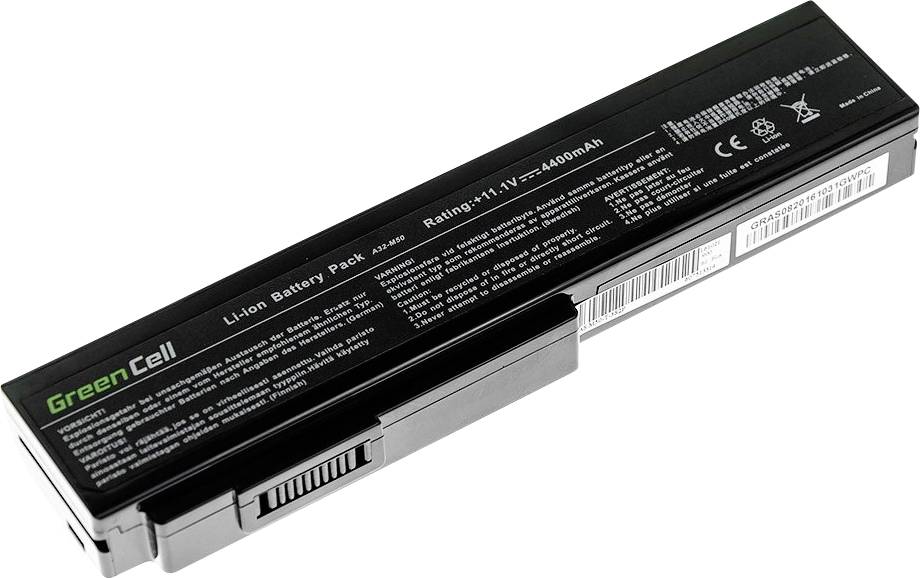 Crni litij-ionski akumulator s natpisom 'Green Cell', napona 11,1V, kapaciteta 4400mAh.