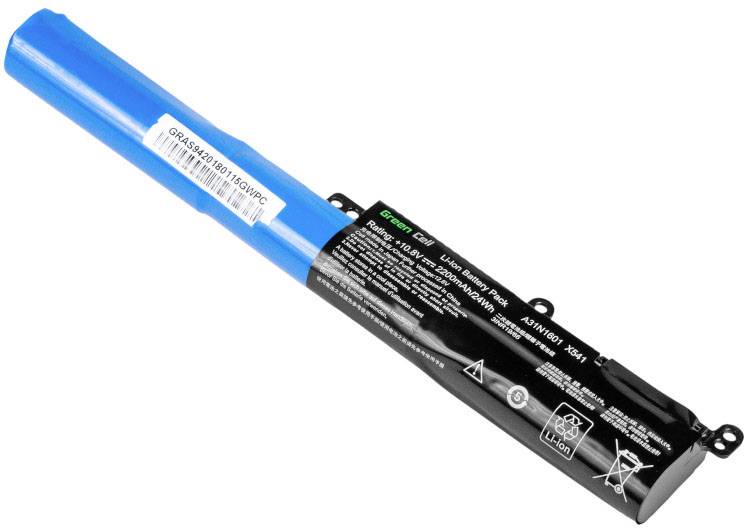 Plavi laptop baterijski sklop s crnim detaljima i tehničkim informacijama otisnutim na površini.
