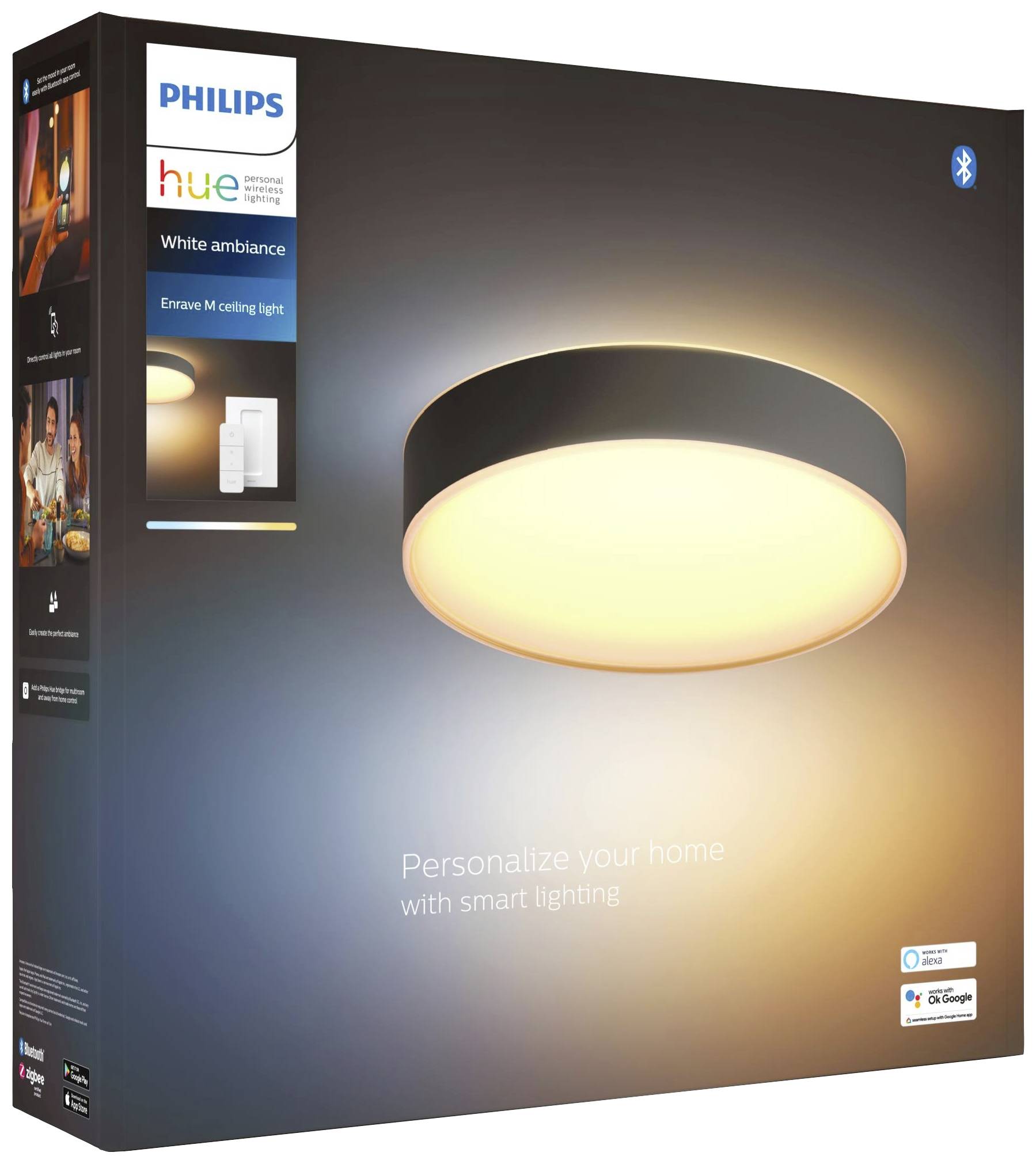 Philips Hue White Ambiance stropna svjetiljka u pakiranju, sa simbolom Bluetooth-a. Tekst: 'Personalizirajte svoj dom pametnim osvjetljenjem.'