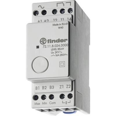 Relejna kutija za struju s oznake marke 'Finder', modelni broj 72.11.8.024.0000. Napon 24V, maksimalna struja 16A, Made in EU.