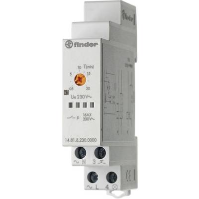 Elektroničko vremensko relej s podesivim vremenom od 1 do 15 minuta, radni napon 230V, model broj '14.81.8.230.0000'.