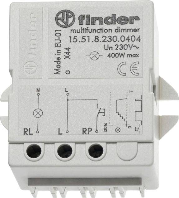 Višenamjenski prigušivač (dimmer) tvrtke Finder, model 15.51.8.230.0404, pogodan za uređaje do 400W. Priključci označeni kao RL, LL, RP.