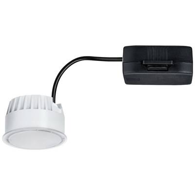 LED ugradbeni reflektor s bijelim kućištem i crnim adapterom. Reflektor je okruglog oblika i spojen kratkim kabelom.