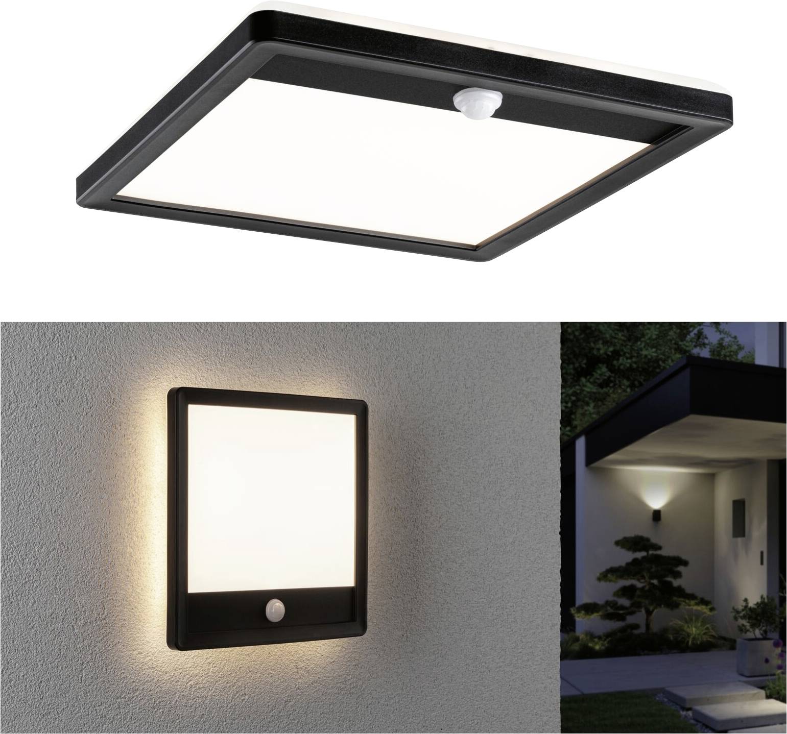 Paulmann Lamina PIR 94665 LED-buitenlamp met bewegingsmelder (wand) LED 15 W Zwart