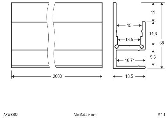 EVN APWB 200 APWB200 aluminij (D x Š) 2000 mm x 18.50 mm Piece 1 St.-2