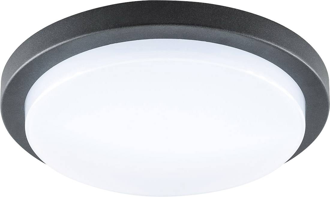 Okrugla ugradbena stropna lampa sa tamno sivim obodnicom i matnom bijelom difuzijom