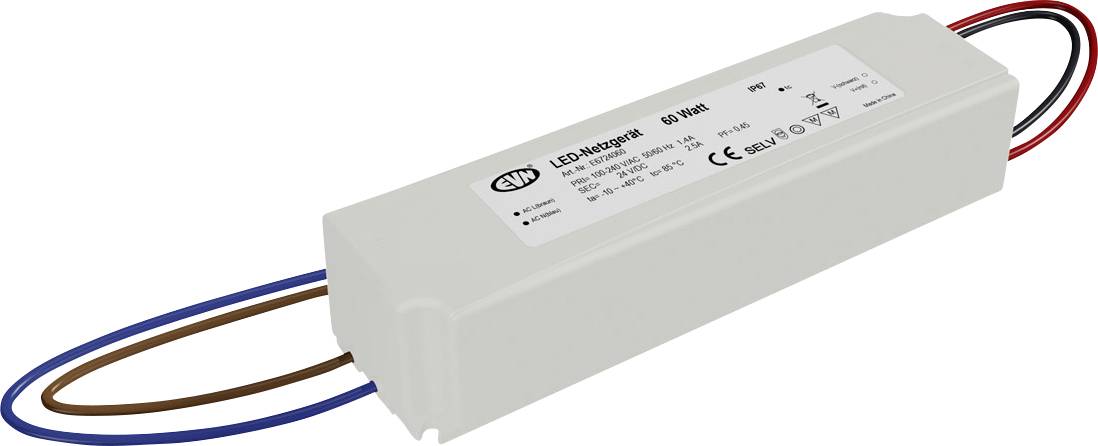 EVN E6724060 LED-transformator Constante spanning 60 W 24 V/DC Niet dimbaar 1 stuk(s)