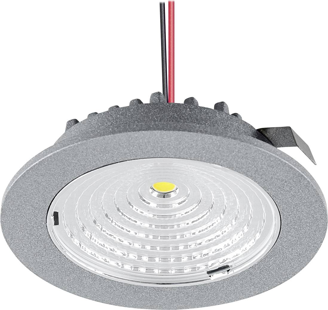 Okrugla ugradbena LED stropna lampa sa sivim okvirom i vidljivim crvenim, crnim i bijelim žicama