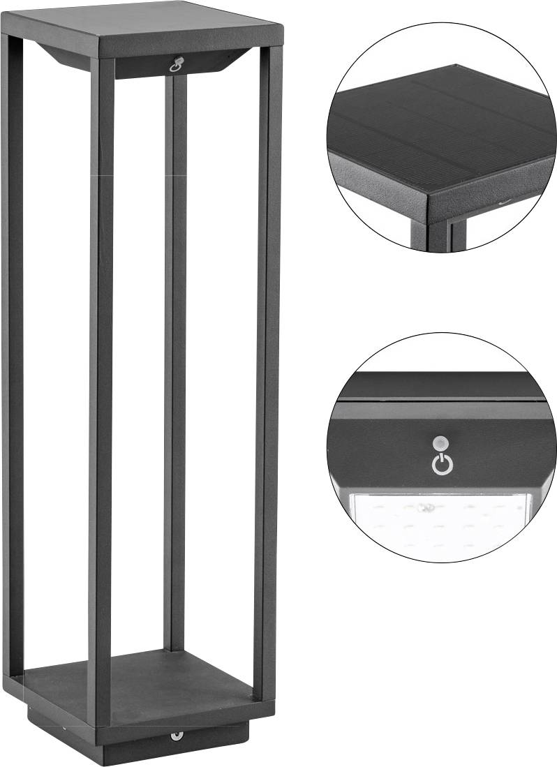 EVN WLS50451502 WLS50451502 Staande lamp op zonne-energie met bewegingsmelder LED LED vast ingebouwd 2.2 W Antraciet