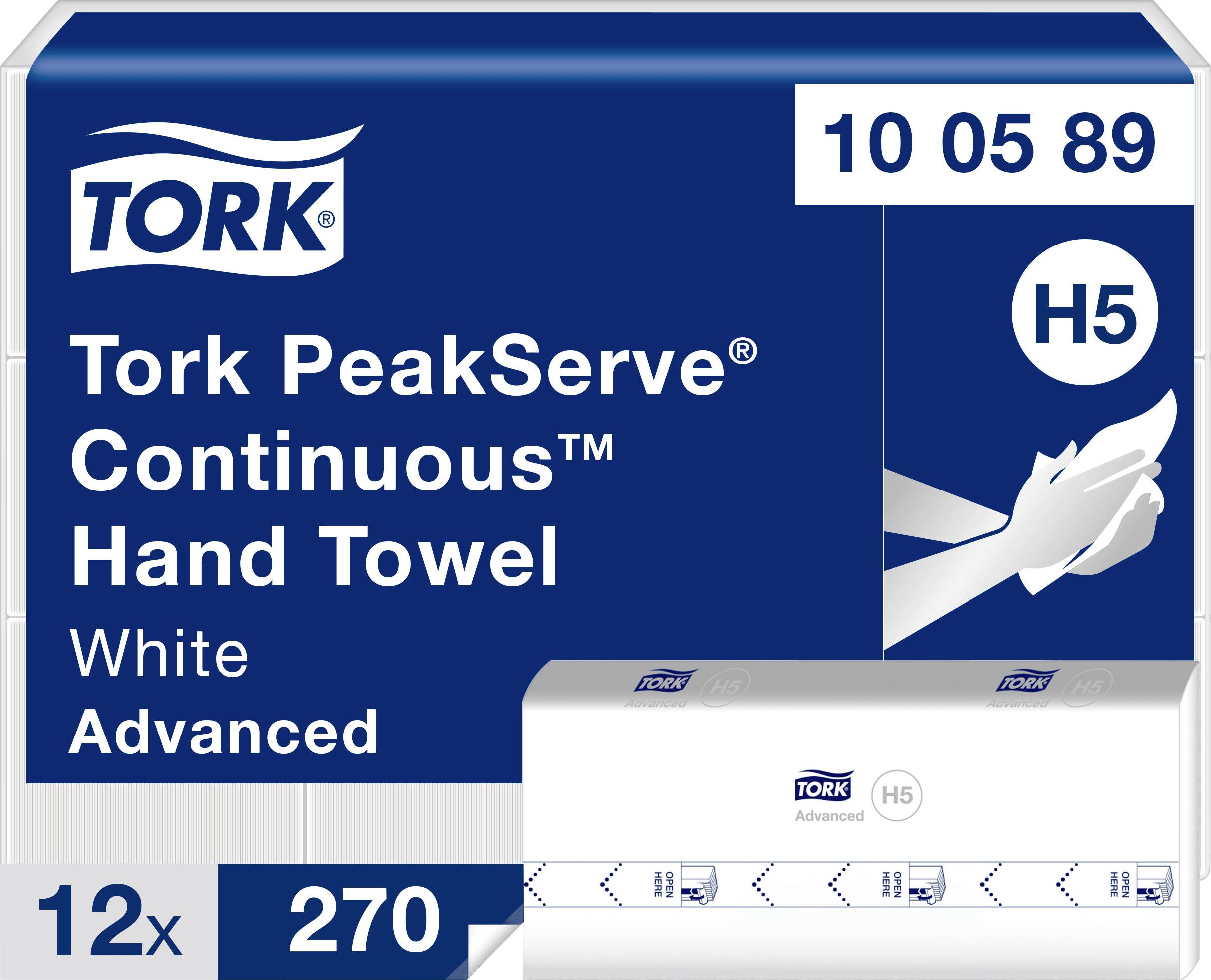 Tork PeakServe Kontinuirani papirni ručnik pakiranje označeno Bijelo Napredno, H5, 12x270, stavka 10 05 89.