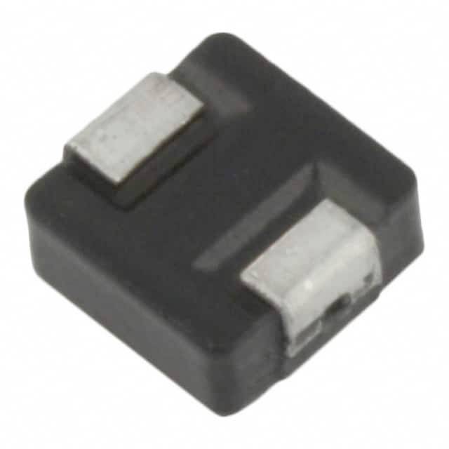 Crni, pravokutni elektronički čip s dva vidljiva srebrna priključka na vrhu.