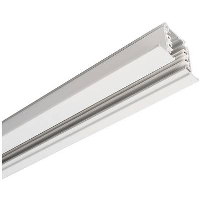 Bijerna aluminijska šina, vjerojatno za sustave osvjetljenja, tankog i modernog profila, na bijeloj pozadini.