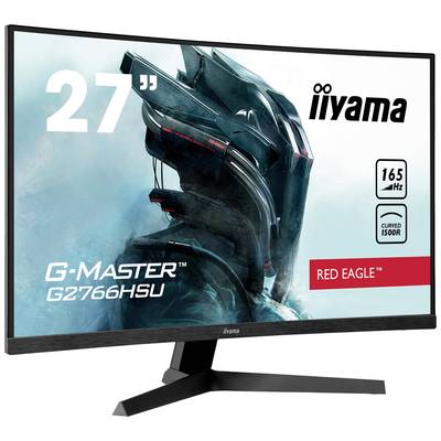 27-inčni monitor iiyama G-Master G2766HSU Red Eagle, 165 Hz, 1500R zakrivljeni zaslon, slika futurističkog kaciga.