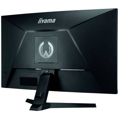 Crni monitor iiyama prikazan od straga, s logotipom u sredini i stabilnom bazom.