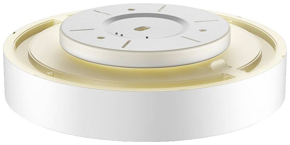 Okruglo, moderno LED stropno svjetlo u bijeloj boji s jednostavno dizajniranim kućištem; vjerojatno pogodno za dnevne sobe ili uredske prostore.