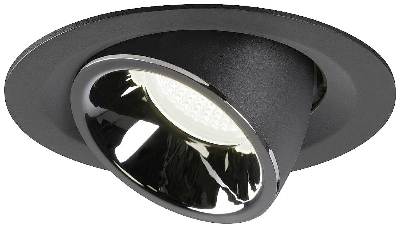 Crna ugradna stropna svjetiljka s podesivim reflektorom, sjajni unutarnji reflektor, pogodan za naglašavanje osvjetljenja.
