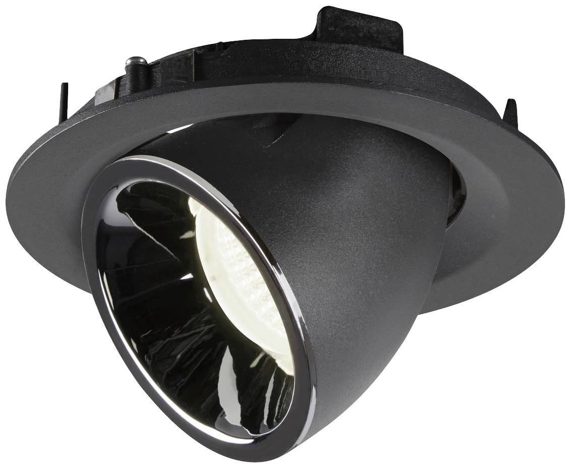 Moderno dizajniran crni ugradbeni spot s podesivom LED svjetlošću. Idealan za unutarnju rasvjetu u stambenim ili radnim prostorima.
