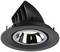 Crni, okrugli stropni reflektor sa sjajnim reflektorom, usmjeren prema dolje. Idealan za ciljano osvjetljenje.