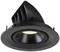 Crni ugradbeni reflektorski reflektor s okruglim okvirom i zakretnom glavom svjetiljke, pogodan za unutarnju rasvjetu.