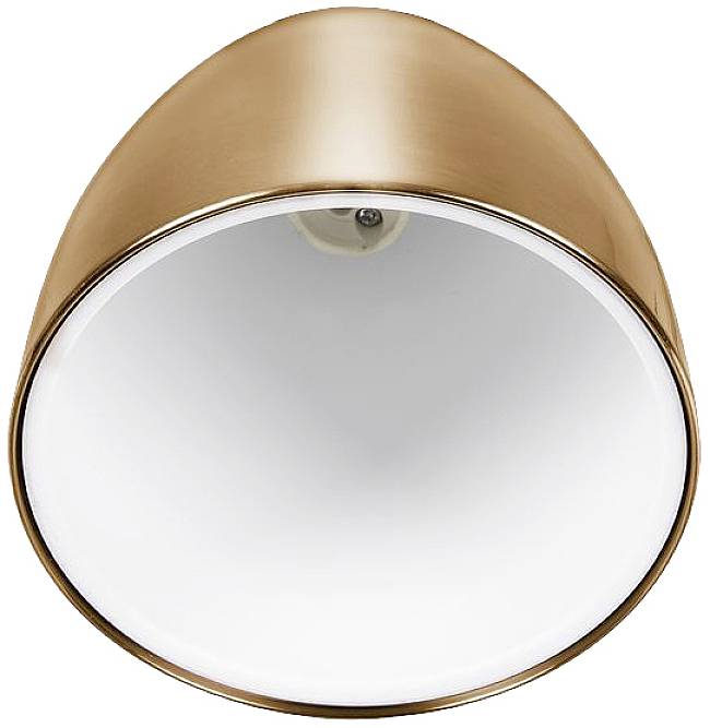 Moderna, bakrena lampa s bijelom unutrašnjošću. Prikaz otkriva unutrašnjost lampe, naglašavajući jednostavan i elegantan dizajn.