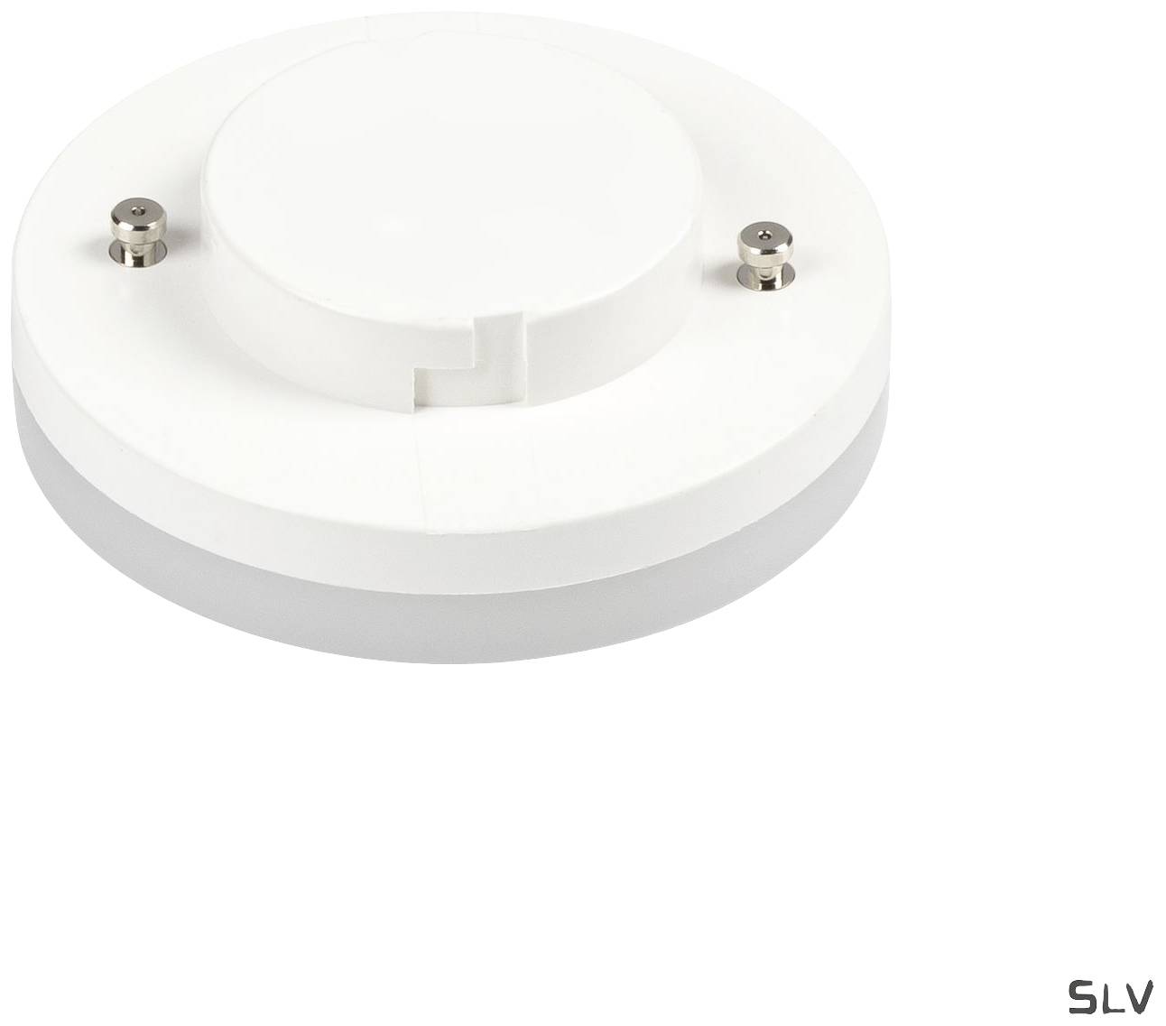Jednostavan okrugli bijeli LED adapter s dvije vijka na vrhu, osmišljen za jednostavnu montažu rasvjetnih tijela.