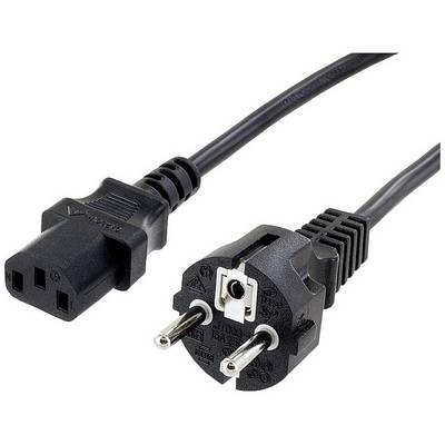 Crni mrežni kabel s europskim Schuko utikačem i C13 spojem, pogodan za priključivanje uređaja.