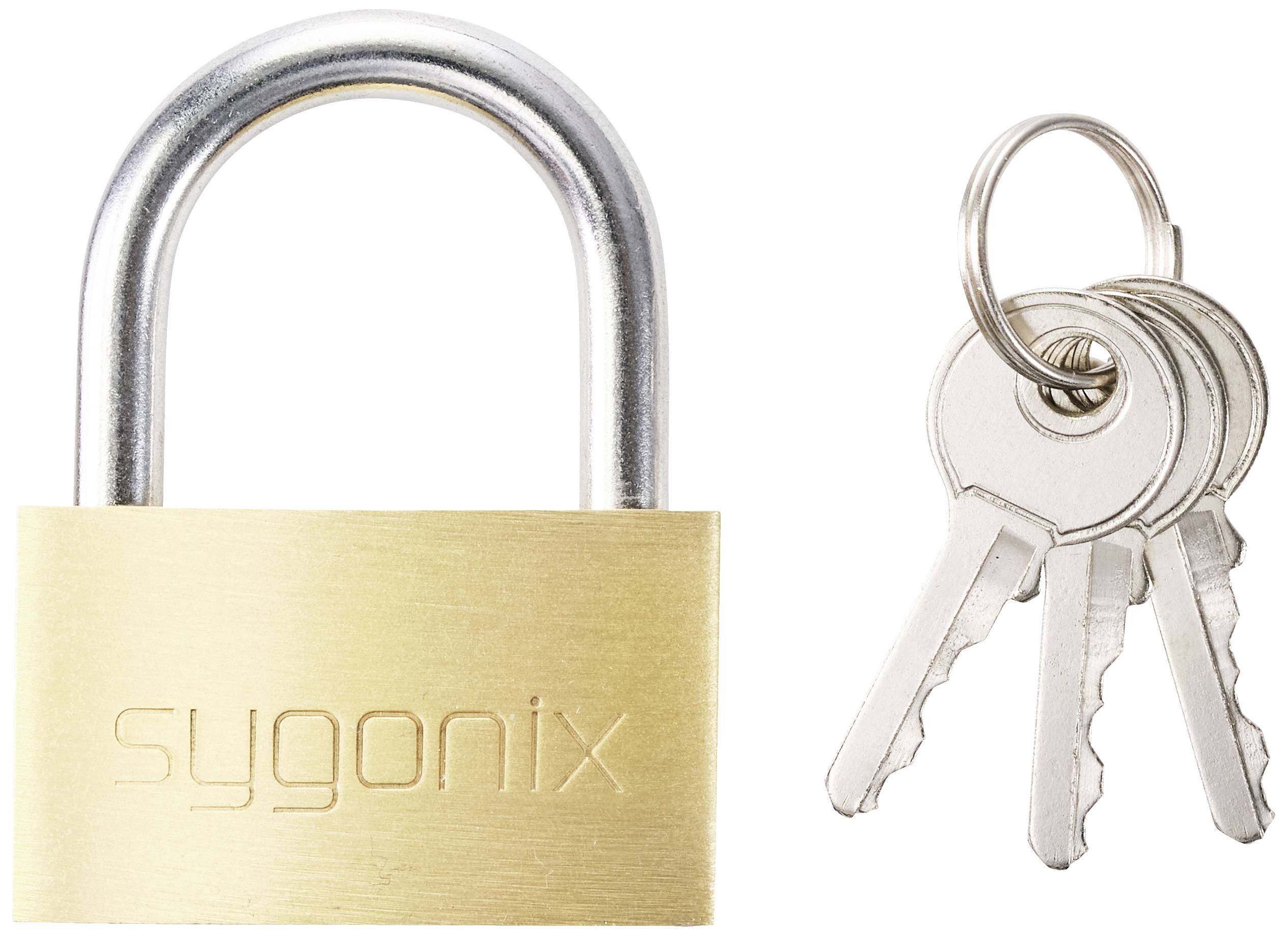 Sygonix SY-5045284 Hangslot 39.8 mm Deels gelijksluitend Goud-geel Sleutelslot