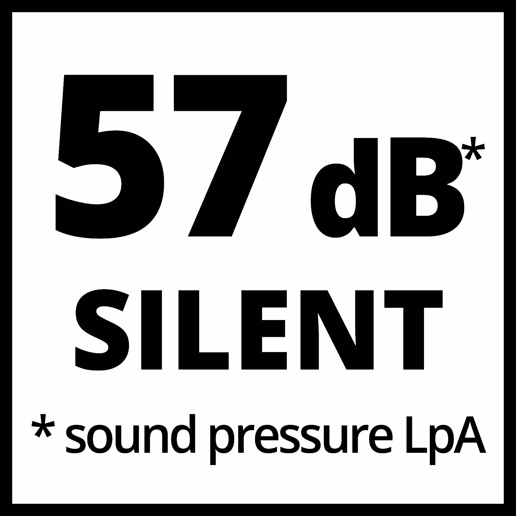 '57 dB* TIHO. * razina zvučnog tlaka LpA.'